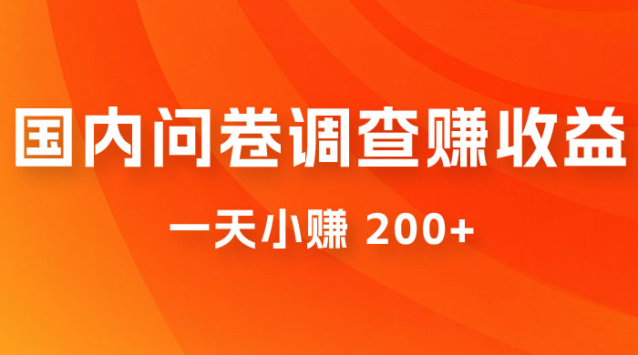 国内问卷调查赚收益，一天小赚 200+，小白随便上手 - 源空间