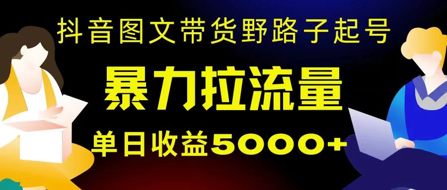 抖音图文带货暴力起号，单日收益 5000+，野路子玩法，简单易上手，一部手机即可 - 源空间