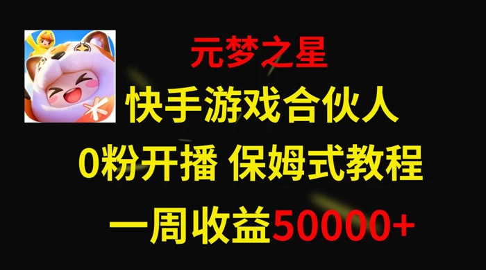 快手游戏合伙人新风口，元梦之星爆火游戏，一周收入50000+ - 源空间