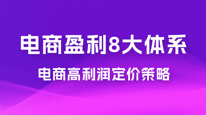 电商盈利 8 大体系：利润篇 · 利润定准电商高利润定价策略线上课（共 16 节） - 源空间