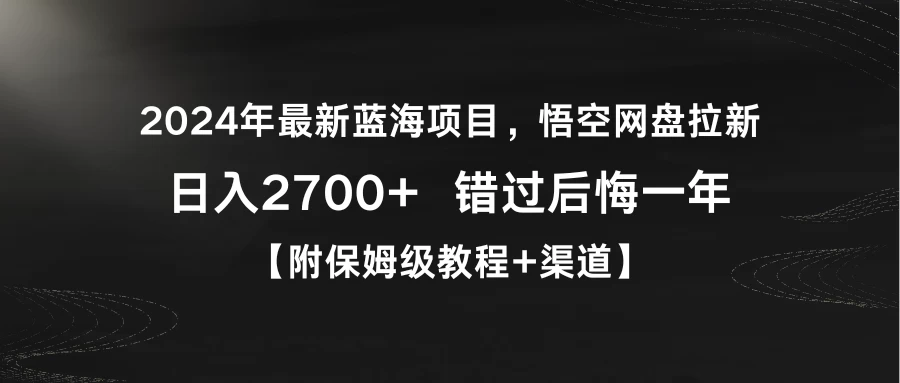 2024年最新蓝海项目，悟空网盘拉新，日入2700+错过后悔一年【附保姆级教程+渠道】 - 源空间