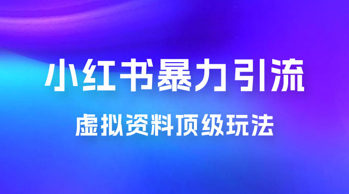 虚拟资料顶级玩法，小红书暴力引流，喂饭级教程零成本，利润任你定 - 源空间