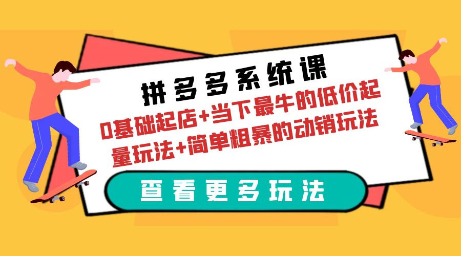 拼多多系统课：0 基础起店+当下最牛的低价起量玩法+简单粗暴的动销玩法 - 源空间