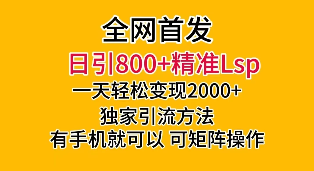 日引 800+ 精准老色批，一天变现 2000+，独家引流方法，可矩阵操作，月入 5W+ - 源空间