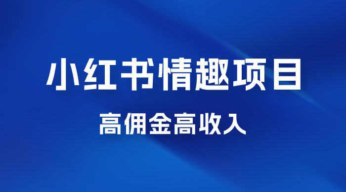 最新小红书情趣项目，日入千，高佣金高收入，操作简单，长期稳定 - 源空间