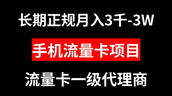 手机流量卡代理月入 3000-3w 长期正规项目 - 源空间