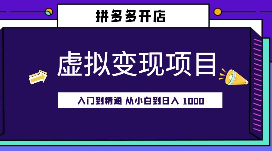 拼多多开店虚拟变现项目：入门到精通 从小白到日入 1000「完整版」 - 源空间