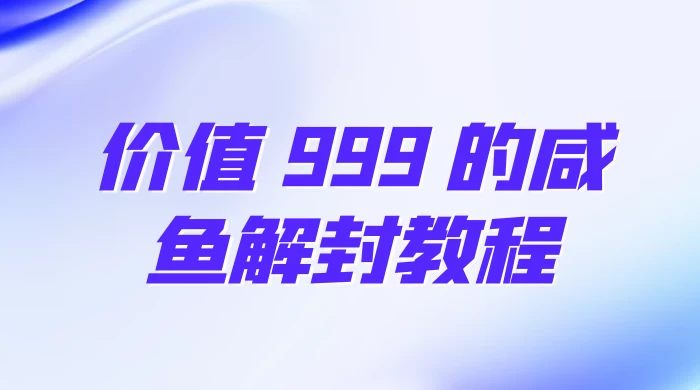 价值 999 的咸鱼解封教程 - 源空间