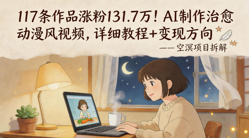 117条作品涨粉131.7W！AI制作治愈动漫风视频，详细教程+变现方向 - 源空间