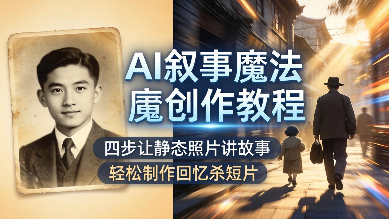 AI叙事魔法创作教程，四步让静态照片讲故事，老照片修复加动态特效，轻松制作回忆杀短片 - 源空间