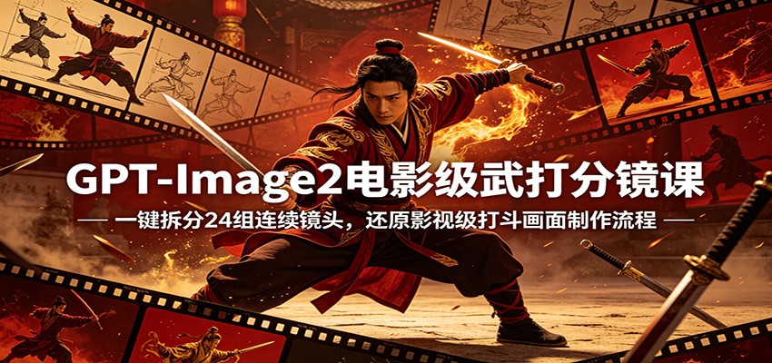 GPT-Image2电影级武打分镜课：一键拆分24组连续镜头，还原影视级打斗画面制作流程 - 源空间
