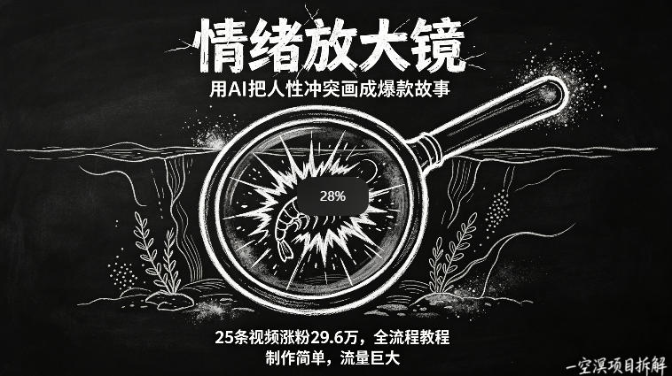 AI制作“情绪放大镜“视频，25条视频涨粉29.6W粉，流量巨大，制作简单，全流程教程 - 源空间