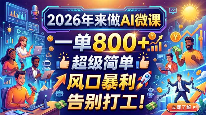 2026年来做AI微课，一单800+，超级简单，风口暴利，告别打工！ - 源空间