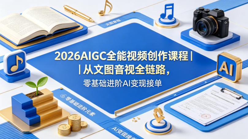 2026AIGC全能视频创作课程｜从文图音视全链路，零基础进阶AI变现接单 - 源空间