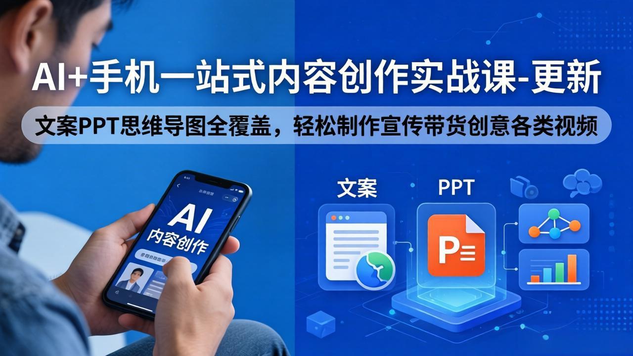 AI+手机一站式内容创作实战课-更新，文案PPT思维导图全覆盖，轻松制作宣传带货创意各类视频 - 源空间