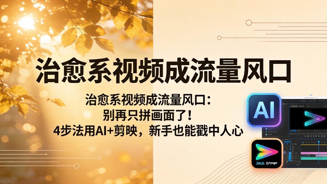 治愈系视频成流量风口：别再只拼画面了！4步法用AI+剪映，新手也能戳中人心 - 源空间