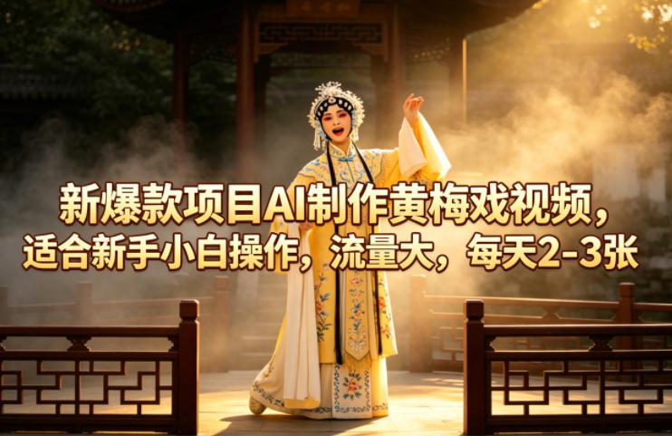 新爆款项目AI制作黄梅戏视频，适合新手小白操作，流量大，每天2-3张 - 源空间