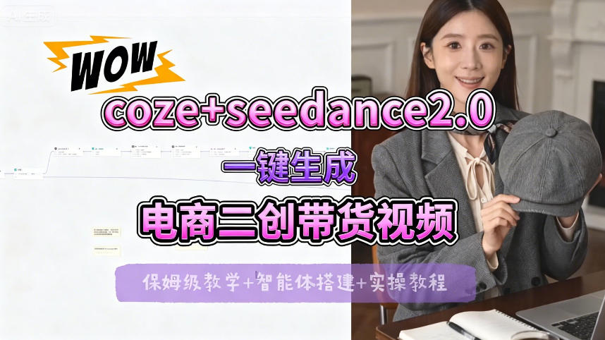 【Coze工作流搭建实操教程】seedance2.0+coze一键生成电商二创带货视频，全流程保姆级教学 - 源空间
