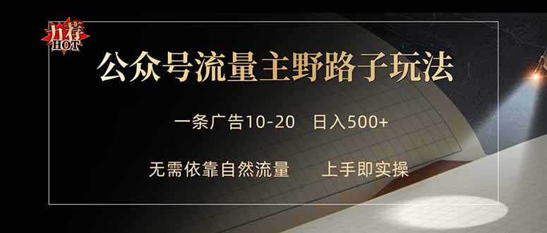 公众号流量主野路子玩法 单条广告10-20元 日入500+ - 源空间